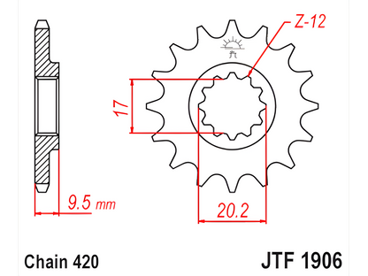 JT Sprockets Mini Steel 420 Front Sprocket