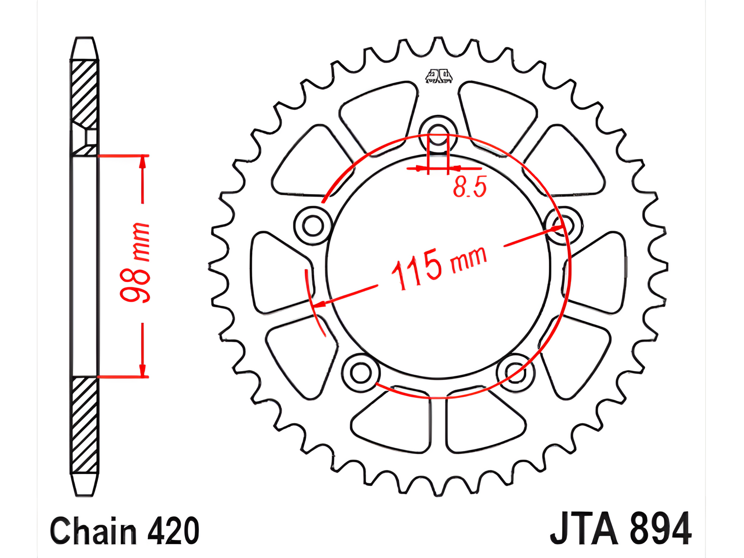 JT Sprockets Mini Racelite Aluminium 420 Rear Sprocket