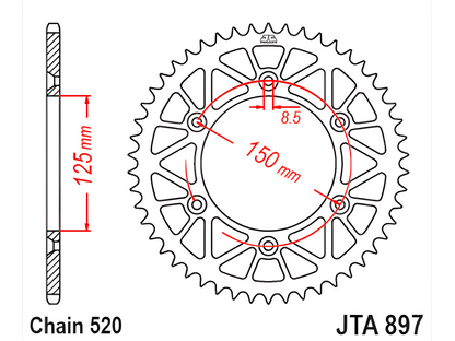 JT Bageste Tandhjul Maxi Racelite Aluminium